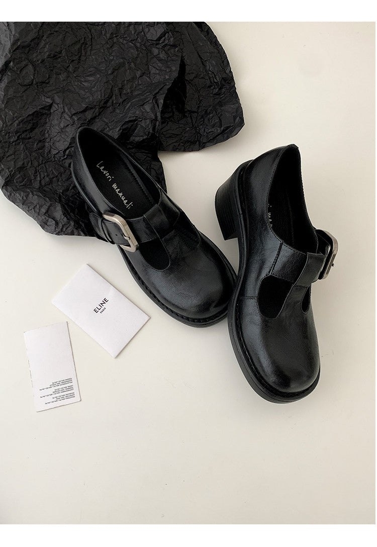 Karin Luna In Stock Spot Goods round Head t Round Toe British Style Single Shoes