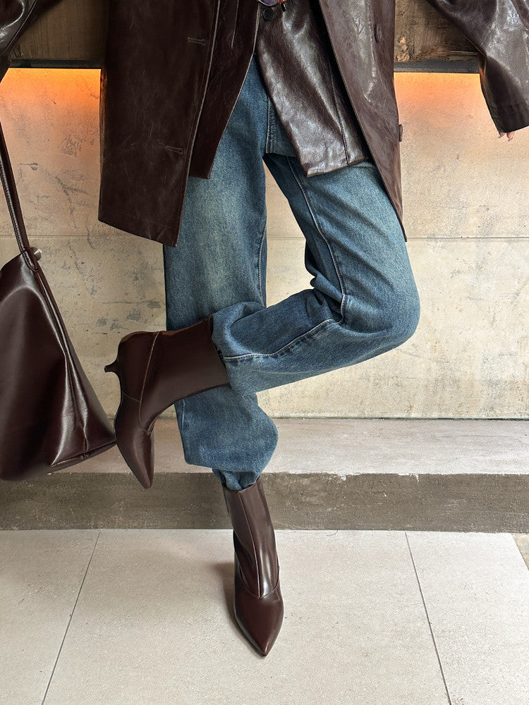 Karin Luna In Stock  Spot Goods Elegant kitten heel pointed toe trendy ankle boots
