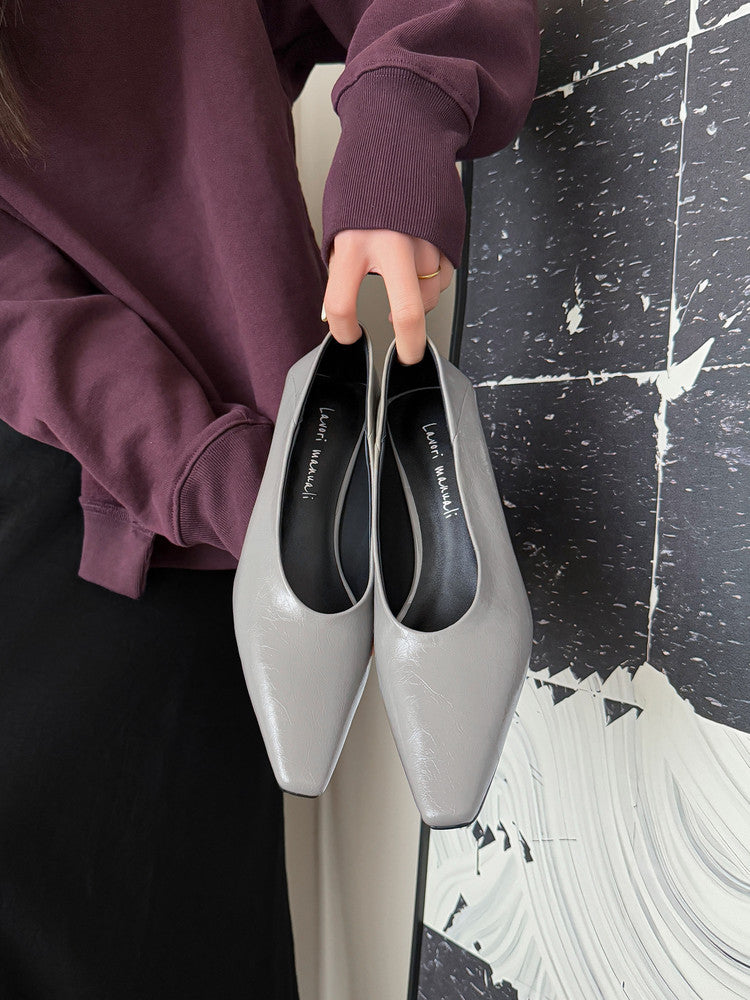 Karin Luna In Stock In Stock ~Basic Versatile French Style Small Square Toe Shallow Mouth Single Shoes