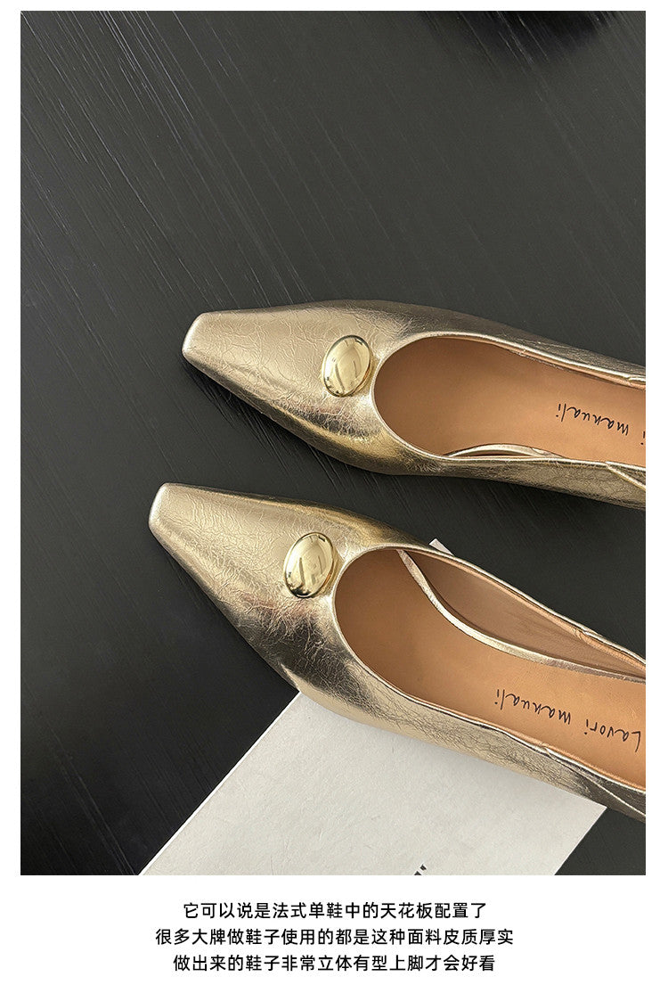 Karin Luna In Stock In Stock ~Basic Versatile French Style Small Square Toe Shallow Mouth Single Shoes