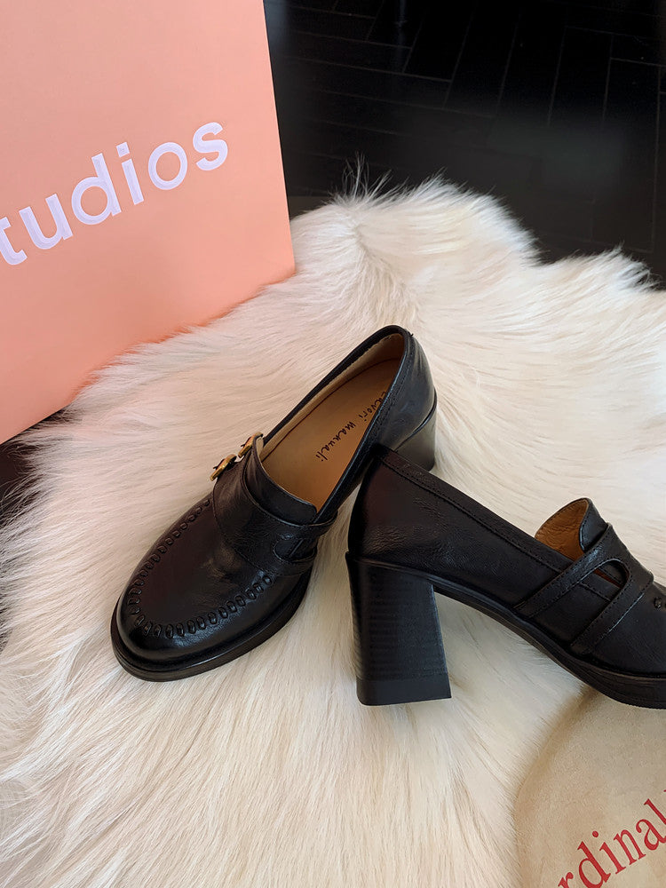 Karin Luna Bestseller Hot-Selling Derivative Edition Self-contained Strap Buckle Casual Loafers