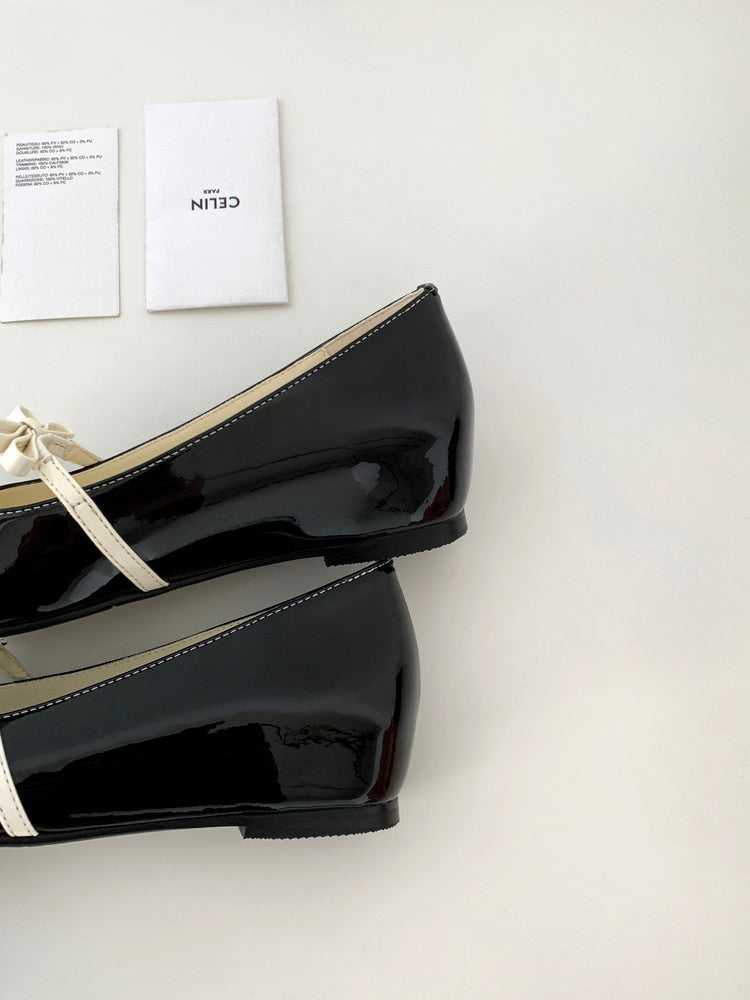 Karin Luna In Stock Spot Goods  Hot-Selling Element Bowknot Square-Toe Color-Block Height-Increasing Flats