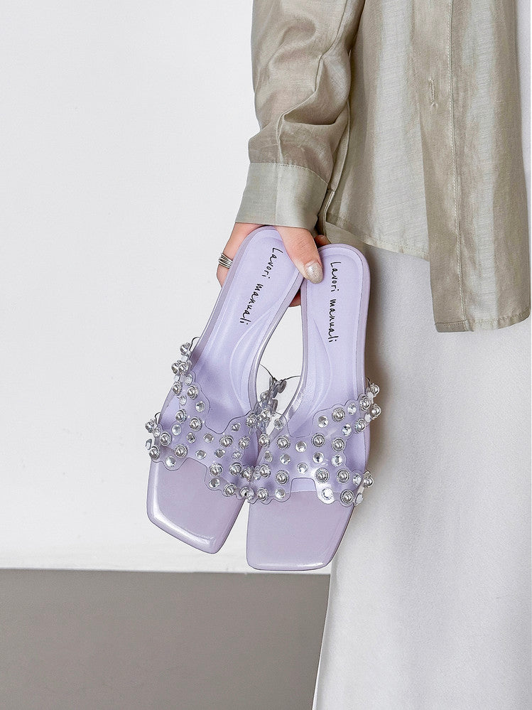 Karin Luna In Stock Spot Goods Classic versatile transparent sequin slippers