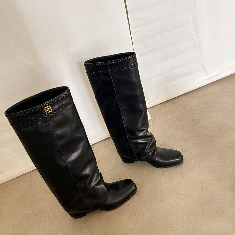 Karin Luna cool girl Stylish and Sweet Square-Toe Booties