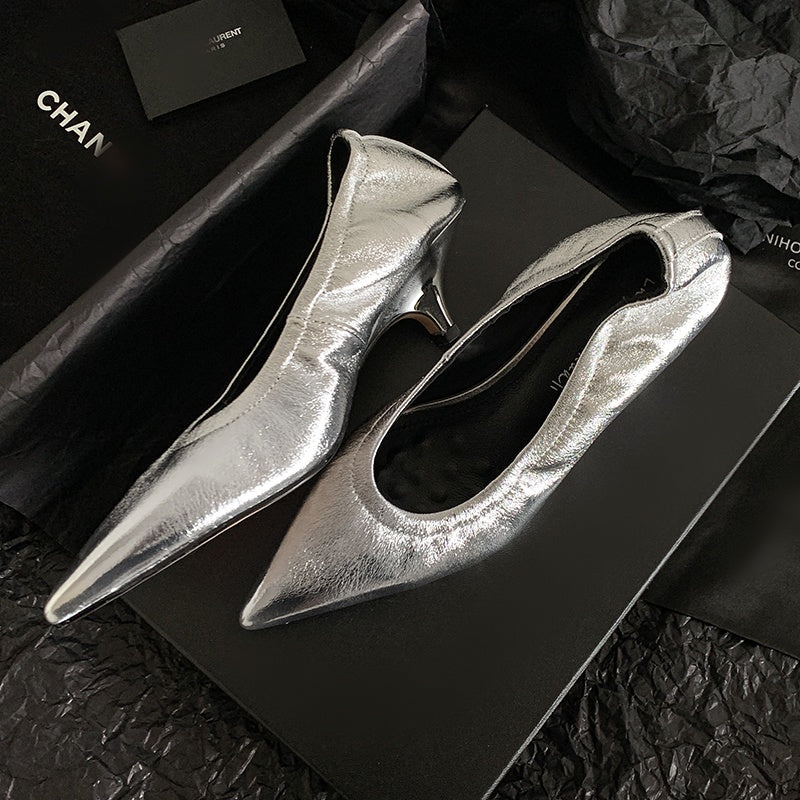 Karin Luna In Stock Spot Goods    Vintage Classic Style Shallow Mouth Single Shoes