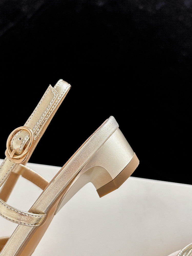 Karin Luna In Stock Spot Goods  Mesh Patchwork Pointed Toe Elegant Closed-Toe Sandals