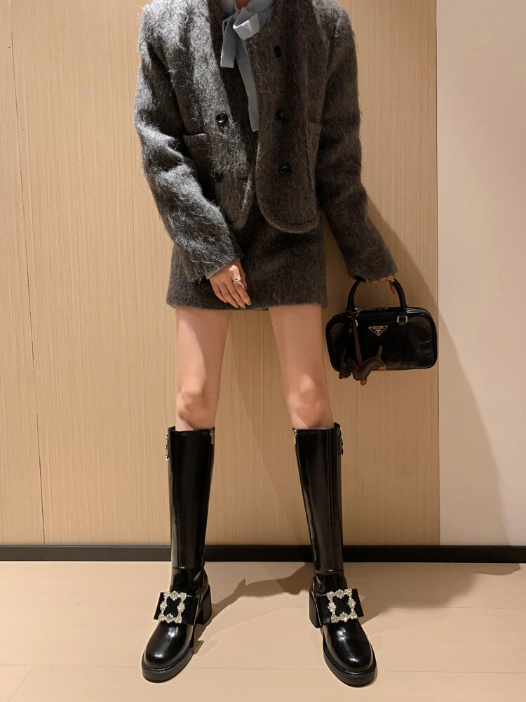Karin Luna has prepared stock  Custom Large Square Buckle Bowknot Fastener Elegant Long Boots