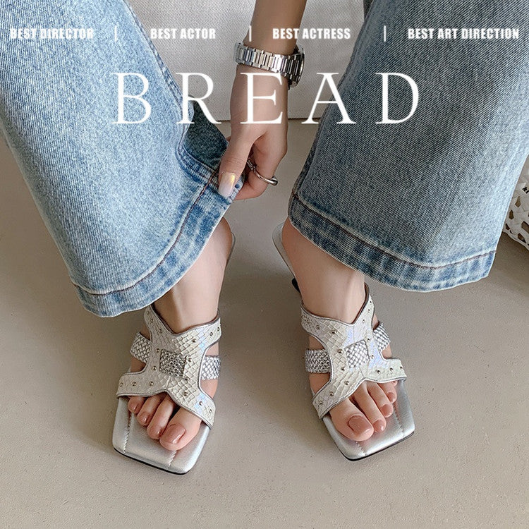 Karin Luna Fish Skin Series~ Hot-selling Square-Toe Slippers with Built-in Traffic