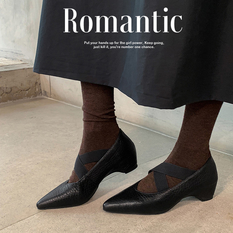 Karin Luna In Stock  Spot Goods  a Large Number of Spot Goods Pointed Toe Cross Strap Hidden Wedge Shoes