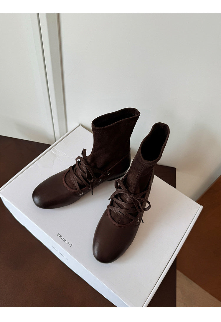 Karin Luna Round Toe Internal Height Increase Lace-up Ankle Boots