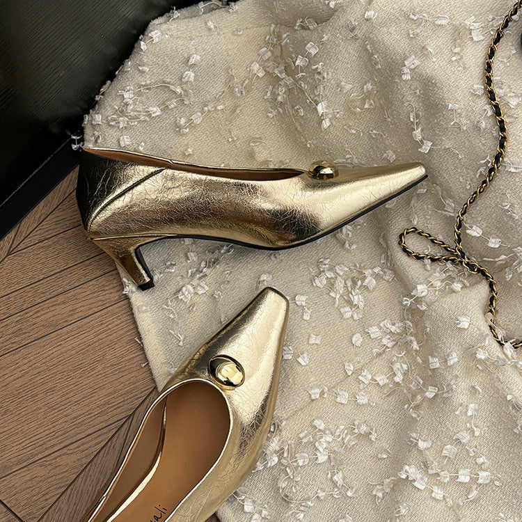 Karin Luna In Stock In Stock ~Basic Versatile French Style Small Square Toe Shallow Mouth Single Shoes