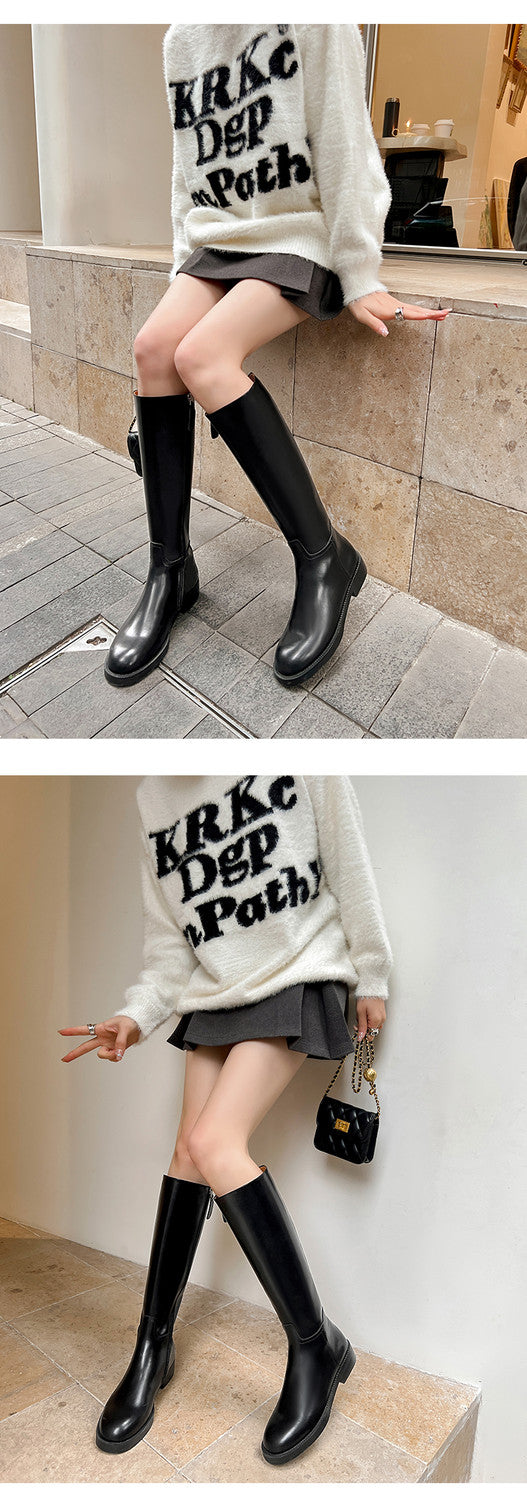 Karin Luna In Stock In-stock Basic Classic Timeless Round Toe Casual Riding Boots