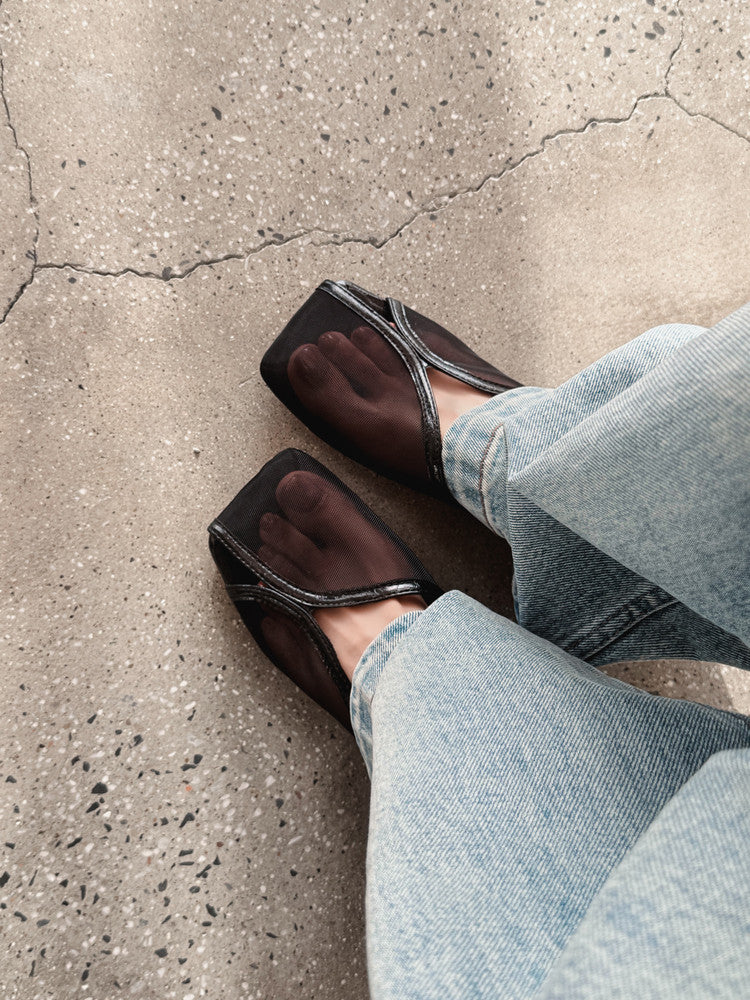 Karin Luna In Stock In Stock  Internet Celebrity Style Square Toe Mesh Chunky Heel Sandals
