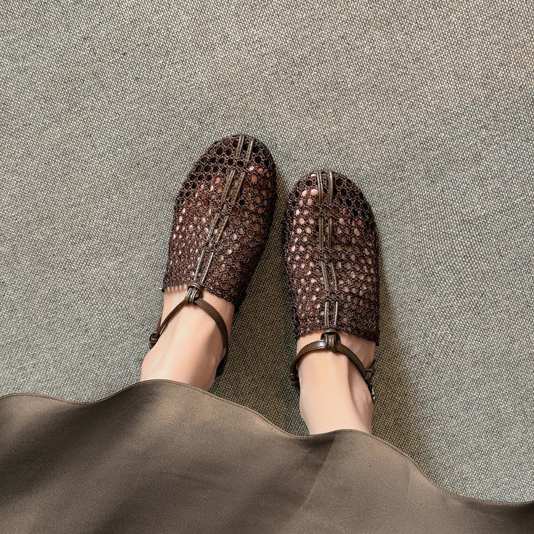 Karin Luna In Stock Spot Goods  Resort Style Series~Casual woven closed-toe flat sandals