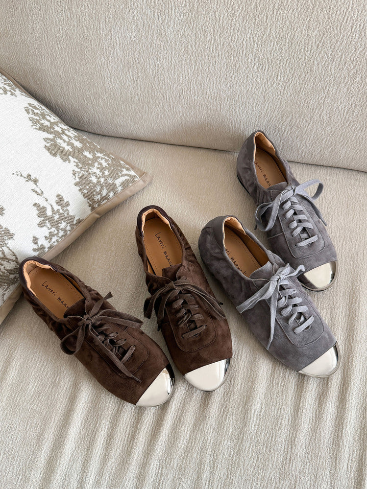 Karin Luna In Stock In Stock  High-end Metal Toe Lace-up Flats