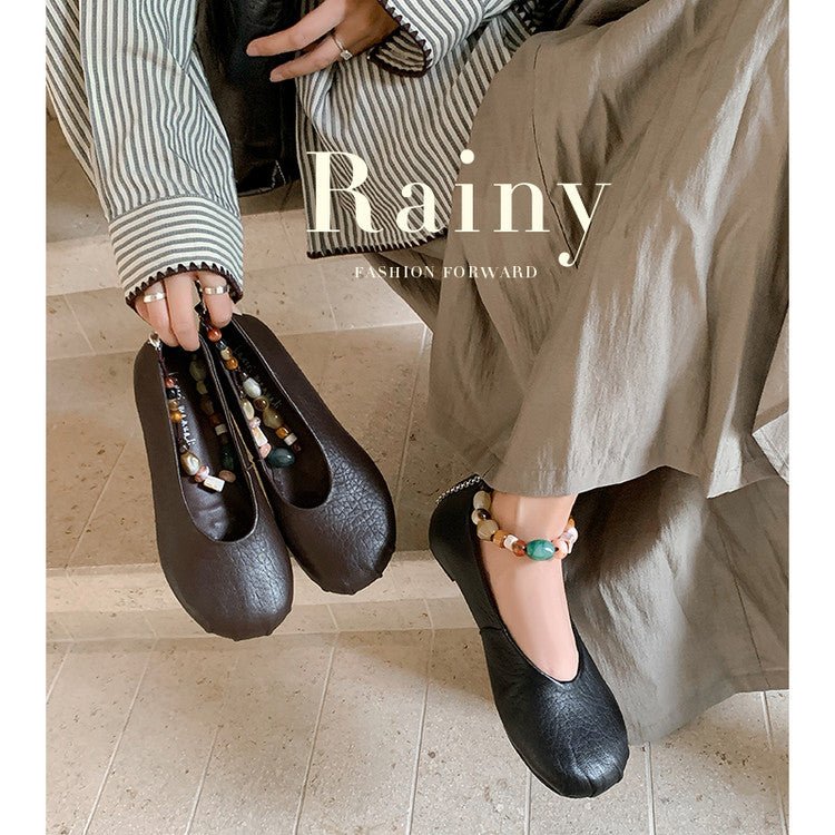 Karin Luna Full Layer Inside and Out~Elephant Pattern Round Toe Hidden Wedge Granny Shoes