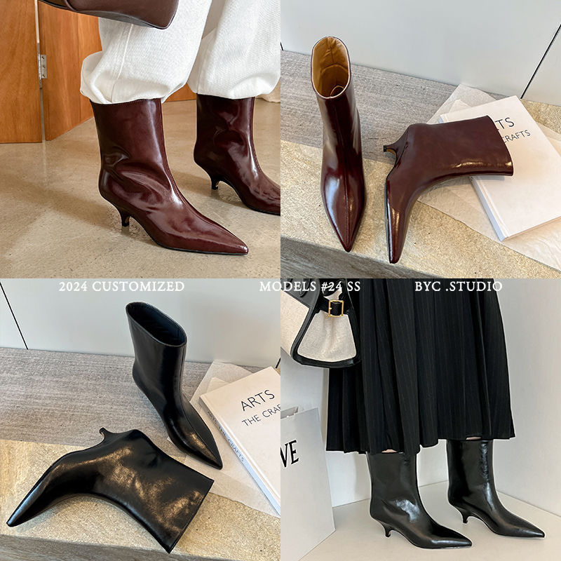Karin Luna In Stock Spot Goods Minimalist Tube Kitten Heel Short Boots