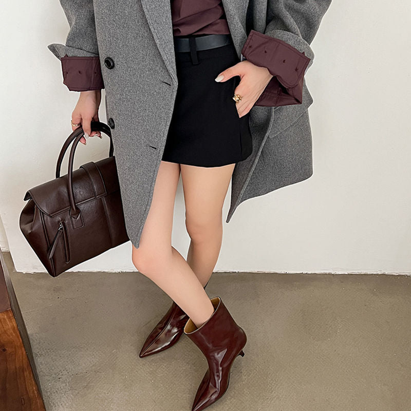 Karin Luna In Stock Spot Goods Minimalist Tube Kitten Heel Short Boots