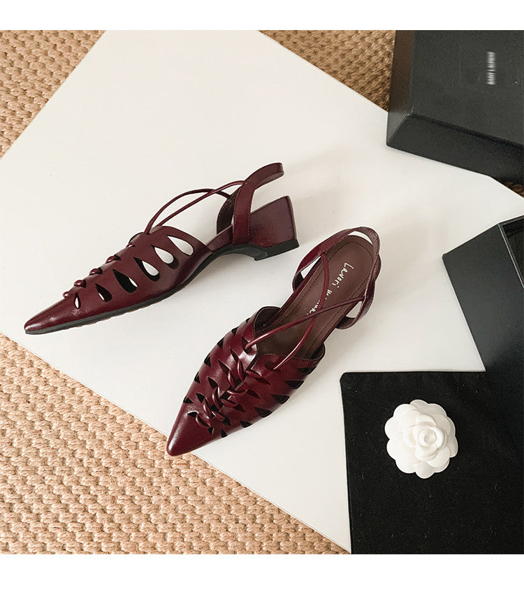 Karin Luna Braided Style ~Cross-woven Pointed Toe Closed-toe Sandals