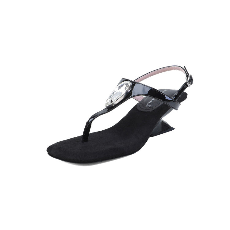 Karin Luna Bestseller Element Square Toe Irregular Heel Super Stable Toe Clip Sandals