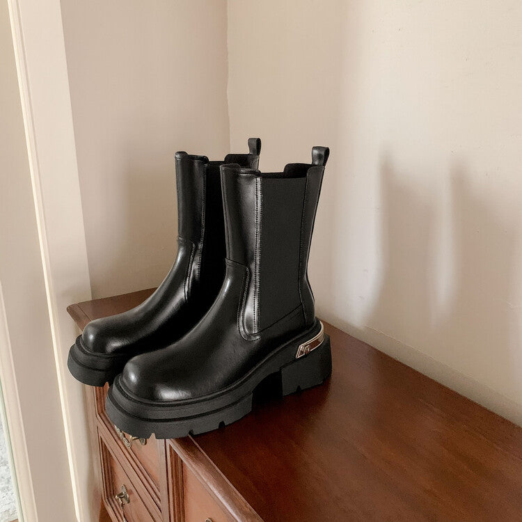 Karin Luna da Brand Series~Rear Metal Decoration Thick Sole Stretch Boots