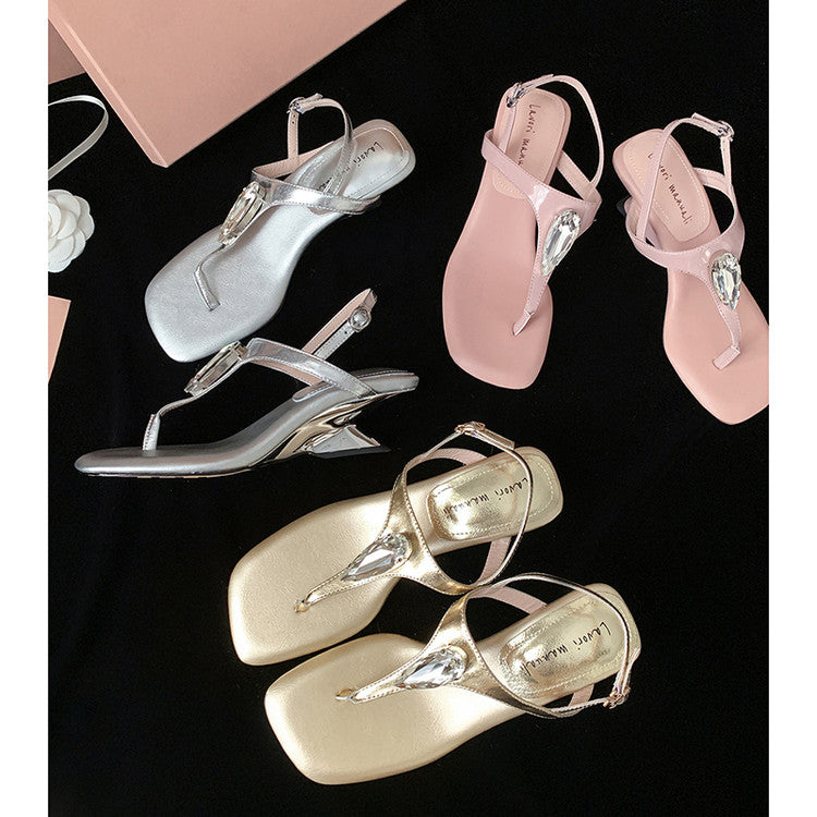 Karin Luna Bestseller Element Square Toe Irregular Heel Super Stable Toe Clip Sandals