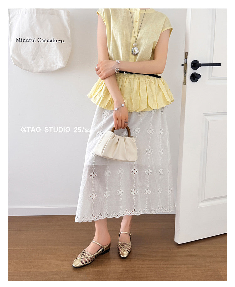 Karin Luna In Stock Spot Goods   French Retro Hollow Small Square Toe One-Strap Slippers