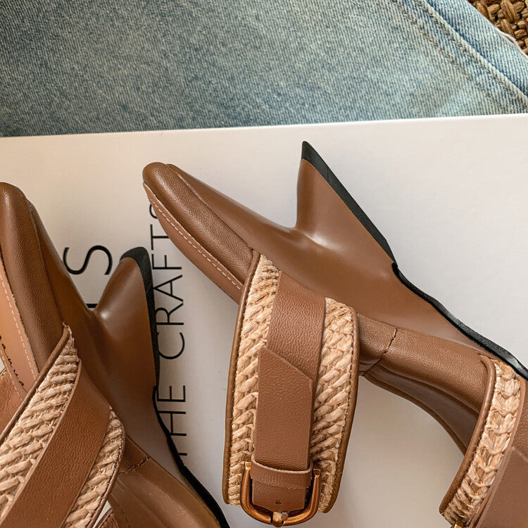 Karin Luna Hot-Selling In Stock  Retro Wedge Belt Square Toe Irregular Heel