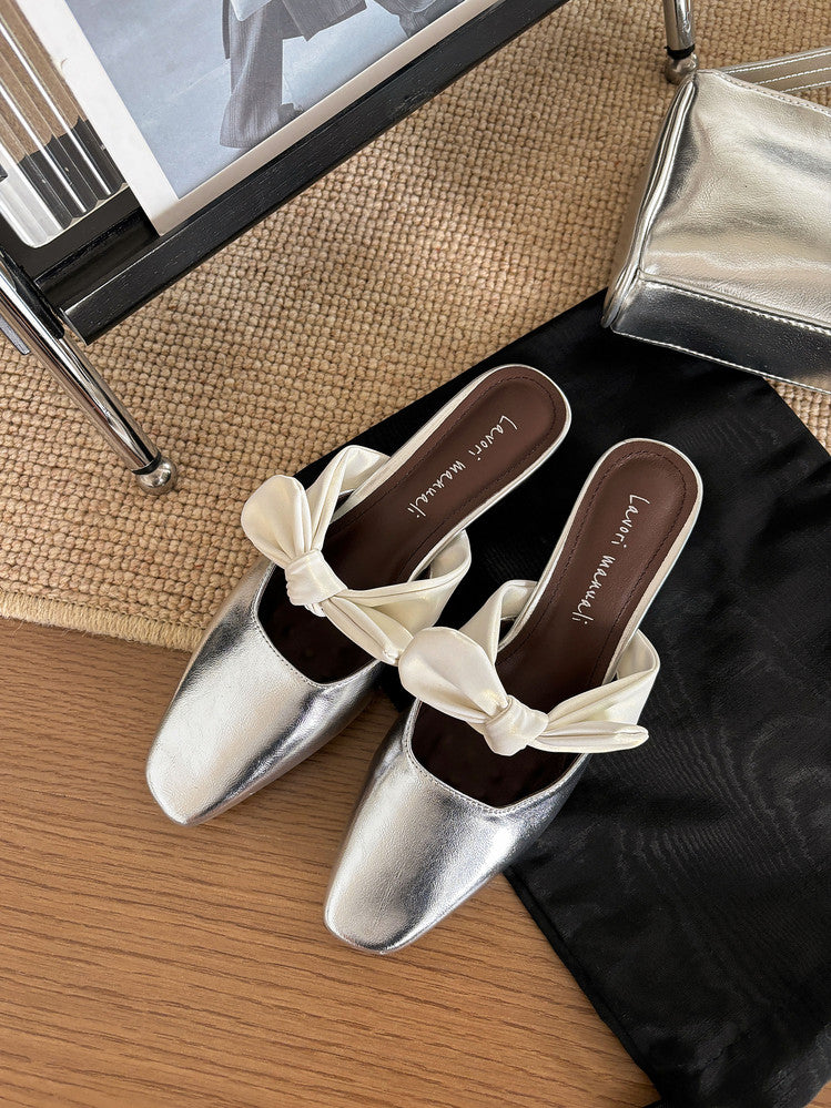 Karin Luna In Stock In Stock  Fluffy feel Bowknot Closed-Toe Slippers