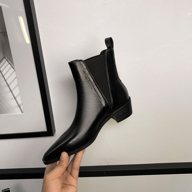 Karin Luna In Stock In stock   Classic first-layer cowhide Chelsea elastic ankle boots