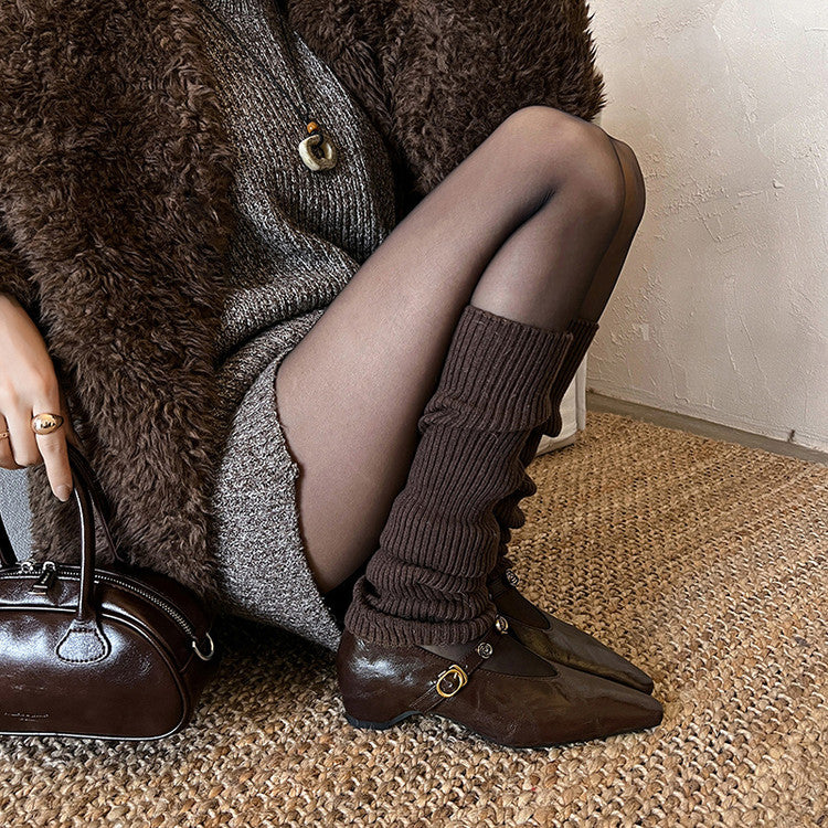 Karin Luna In Stock Spot Goods    Retro Classic Metal Camellia Irregular Heel Single Shoes