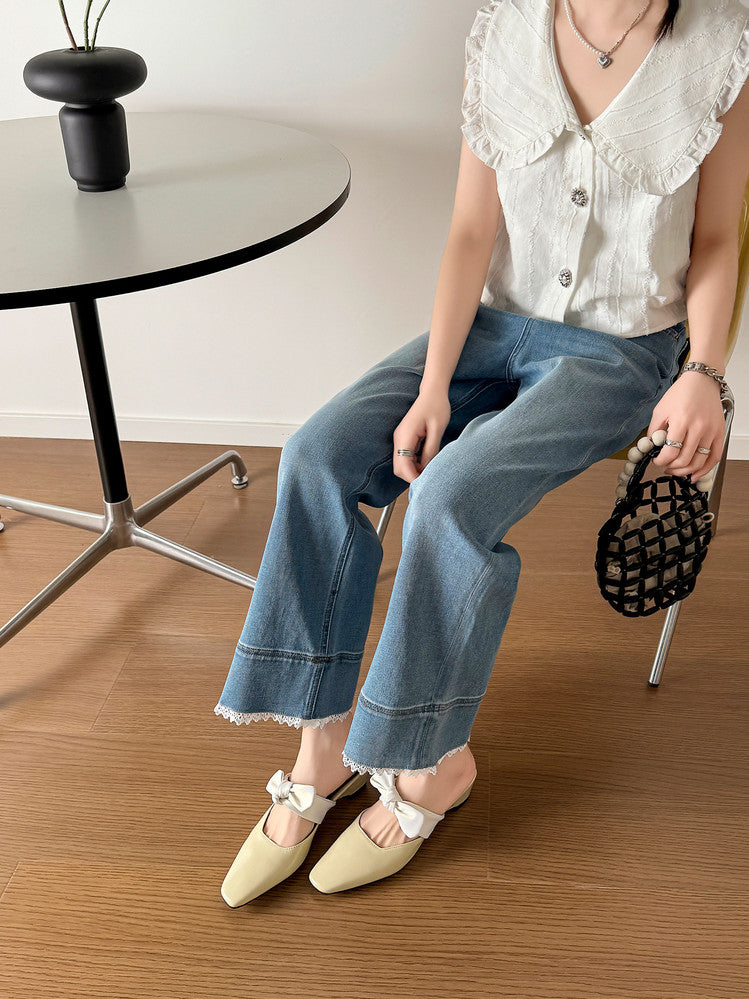 Karin Luna In Stock In Stock  Fluffy feel Bowknot Closed-Toe Slippers