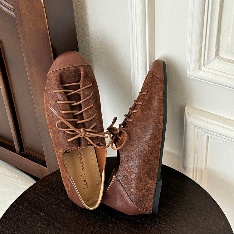 Karin Luna In Stock In Stock   Xiaohongshu Hot-Selling Lace-Up Round-Toe Deep Mouth Single Shoes
