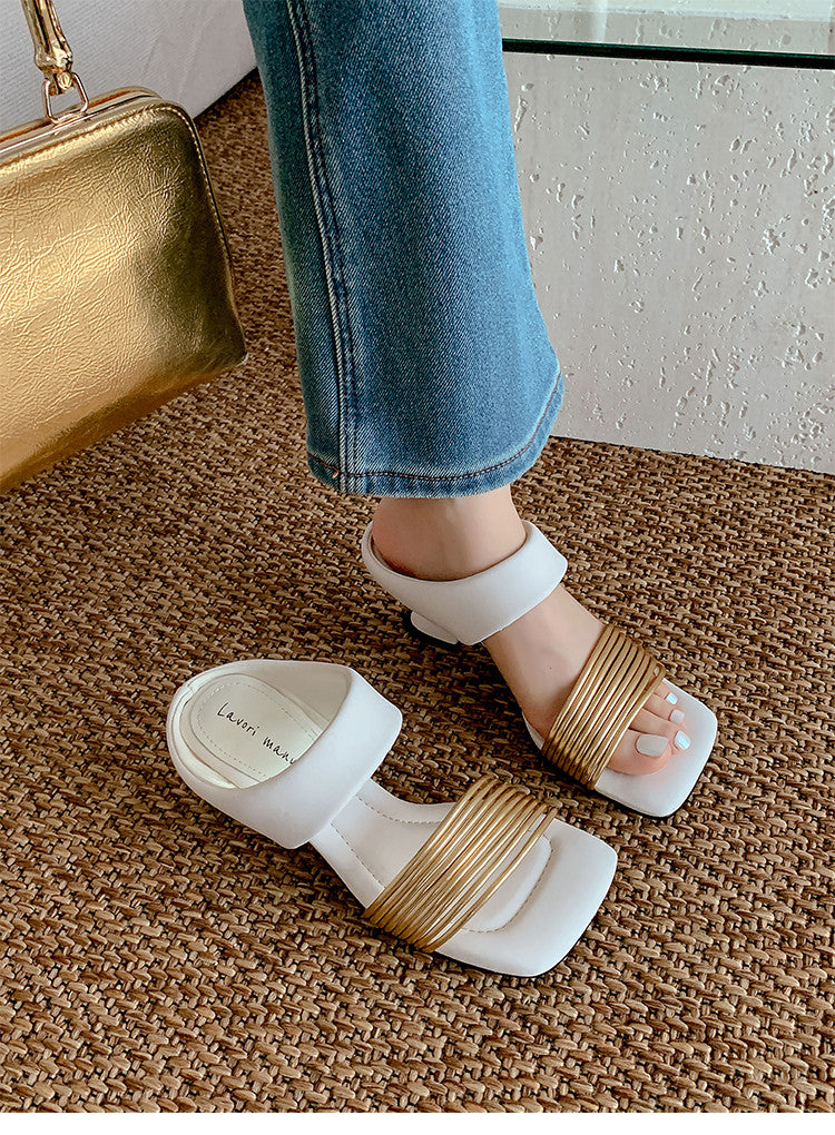 Karin Luna In Stock In Stock Minimalist Style Square-Toed Elegant Slippers