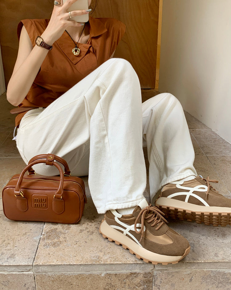 Karin Luna Casual Shoes Series~  In Stock Hot-Selling Versatile Lace-Up Thick-Soled Deep Mouth Single Shoes