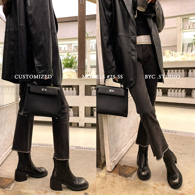 Karin Luna In Stock Spot Goods  Round Toe Stretch Round Toe Chelsea Short Boots