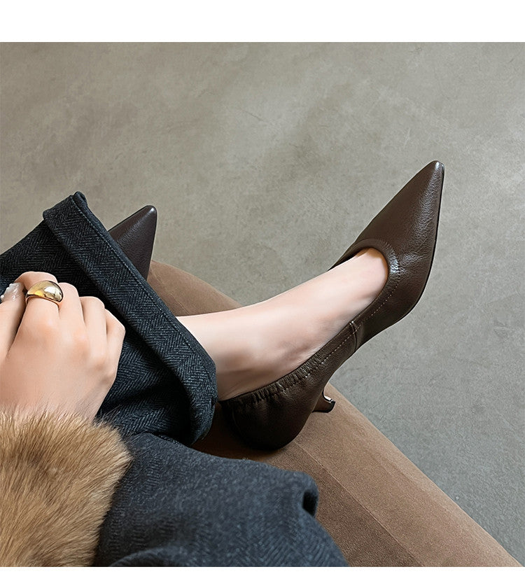 Karin Luna In Stock Spot Goods    Vintage Classic Style Shallow Mouth Single Shoes