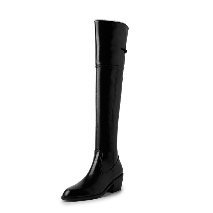Karin Luna exploded  Three versions exploded Single Fleece Lining Fur Collar Version  Thick Fur Collar Foldable Hot-Selling Full Cowhide Pointed Toe Chunky Heel Classic Style