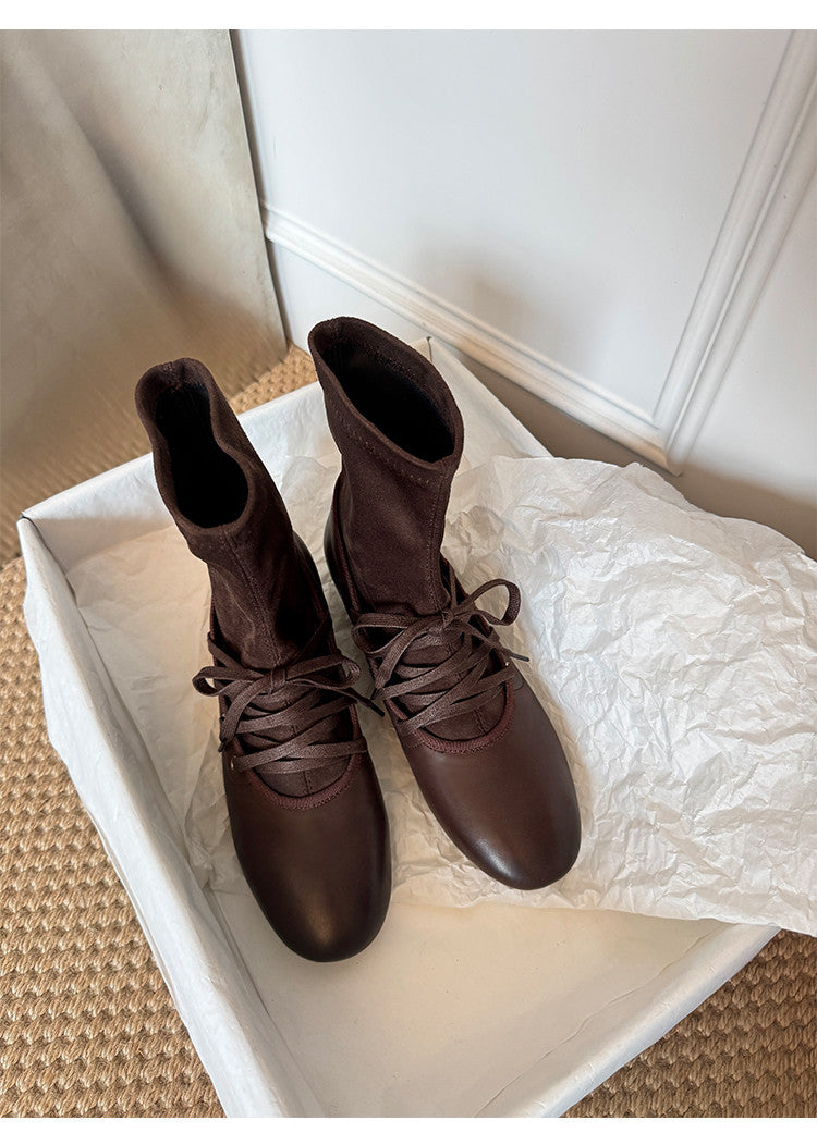 Karin Luna Round Toe Internal Height Increase Lace-up Ankle Boots