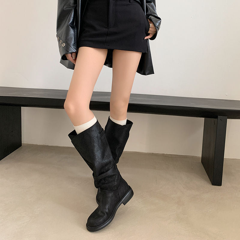 Karin Luna In Stock Spot Goods   Heavy-duty Edition Highly Consuming Material Round Toe Long Boots