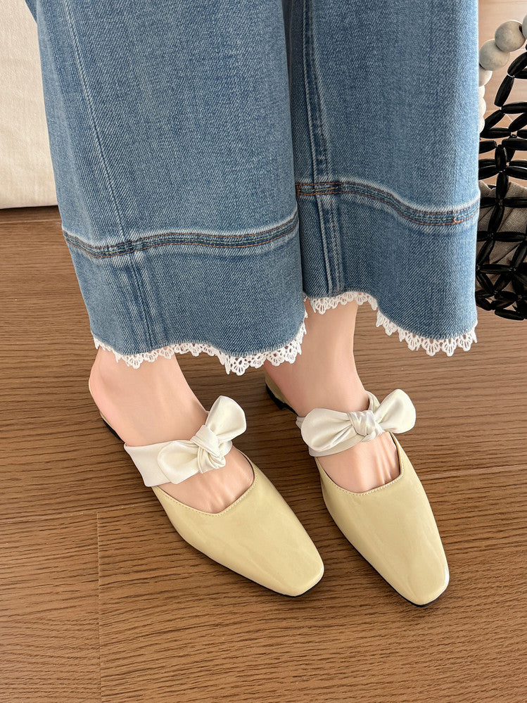 Karin Luna In Stock In Stock  Fluffy feel Bowknot Closed-Toe Slippers