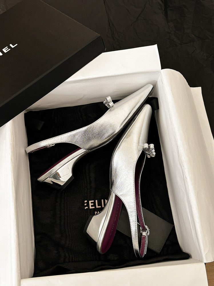Karin Luna In Stock In Stock Sweet Bowknot Small Square Toe Chunky Heel Closed-toe Elegant Retro Sandals
