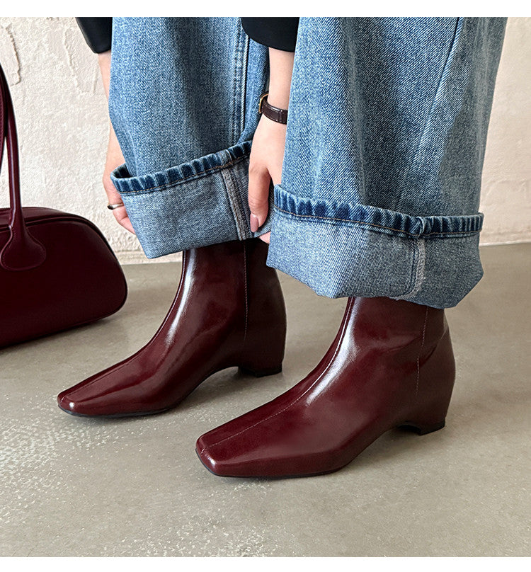 Karin Luna Basic Versatile  Square toe Hot-selling Short Boots