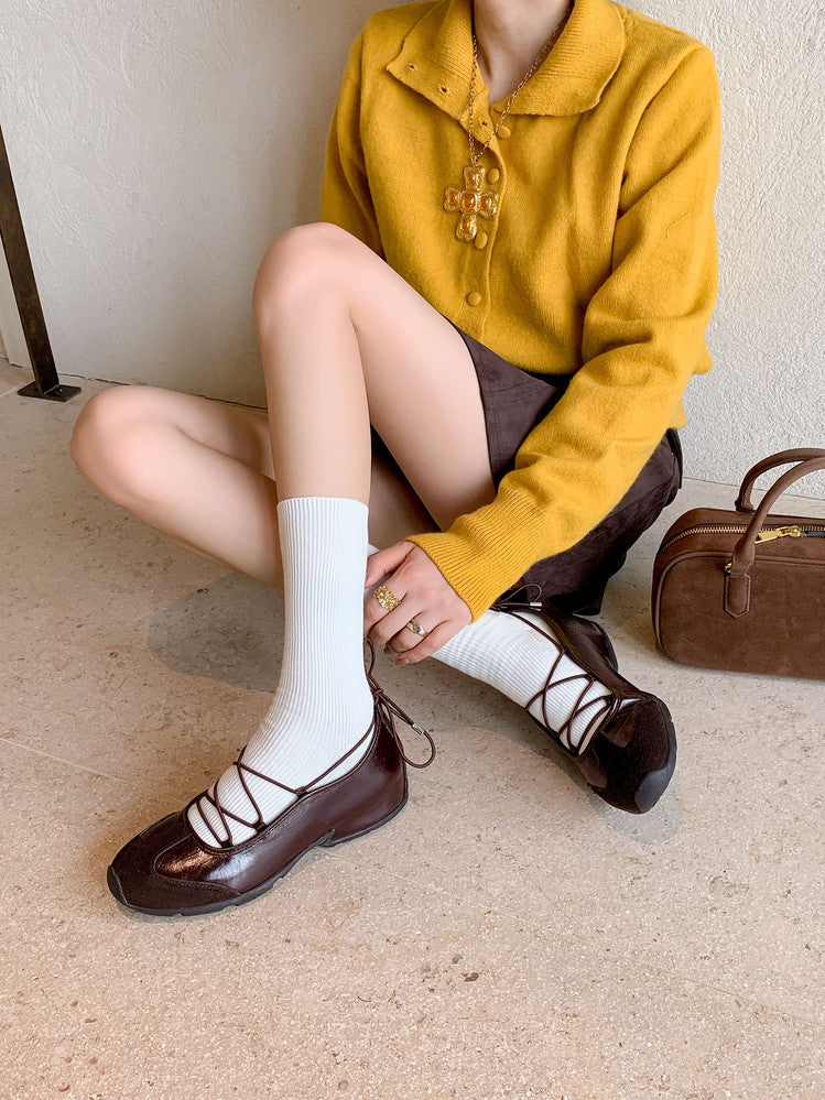 Karin Luna Basic Versatile British Style Casual Lace-up Flats