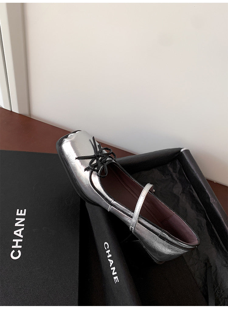Karin Luna In Stock Spot Goods   One-strap Bowknot Square Toe Chunky Heel Mary Jane Shoes