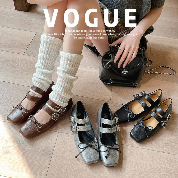 Karin Luna Future Sense silver~Spot Goods Spot Goods Hot-selling Bowknot Retro Belt Buckle Ballet Mary Jane Shoes
