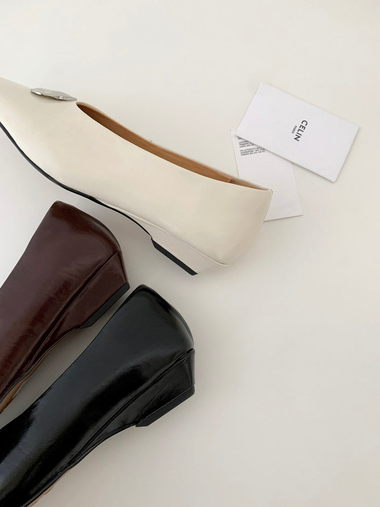 Karin Luna In Stock Spot Goods  Small Metal Decoration Thick Heel Single Shoes