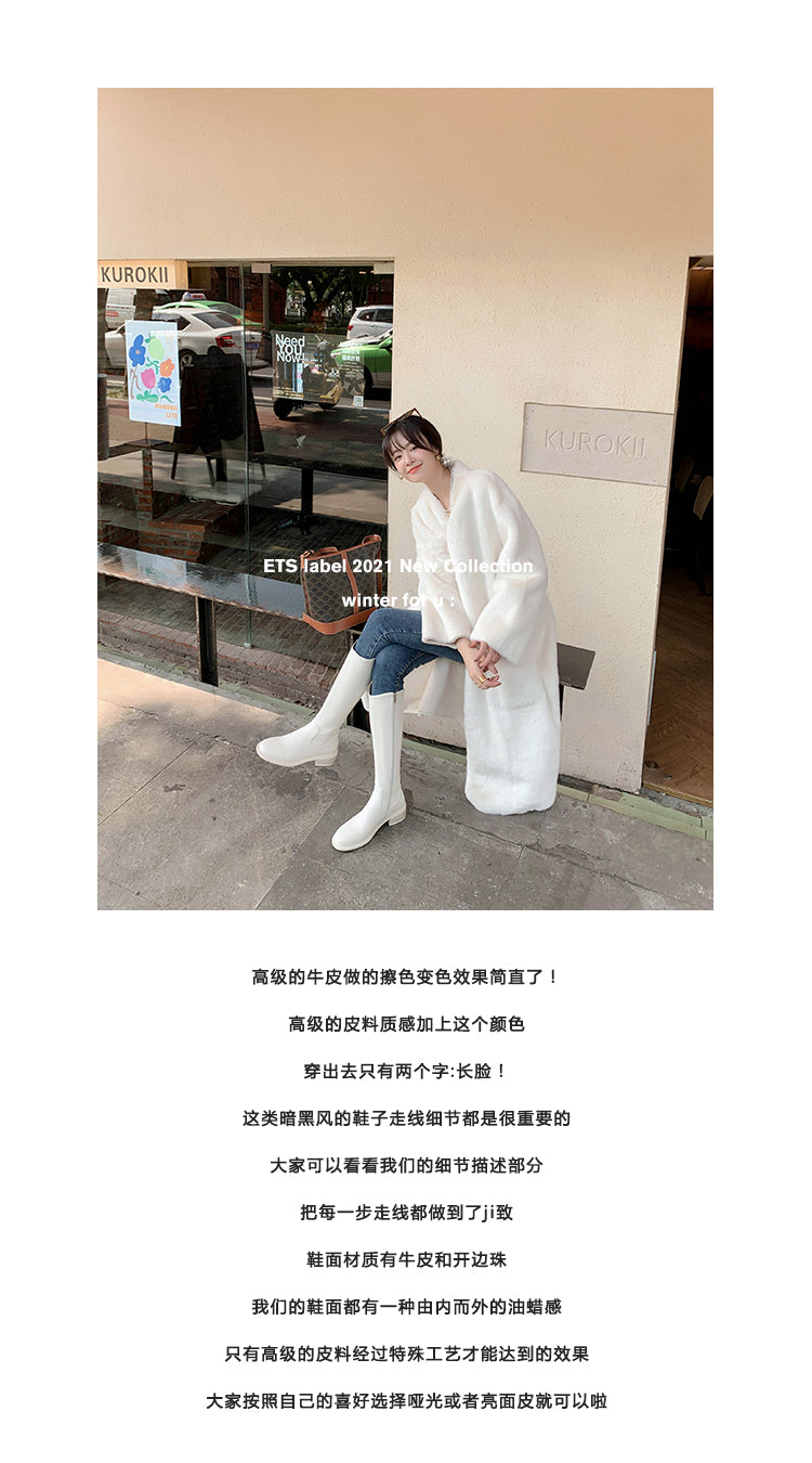 Karin Luna Internet Celebrity Photo  Best-selling in stock Full Leather Basic Long Boots  Winter Essential Combat Boots