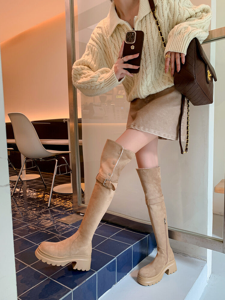 Karin Luna has prepared stock  Main Push Main Push  Hot-selling Large Sole Self-flowing Foldable Round Toe Over-the-Knee Boots