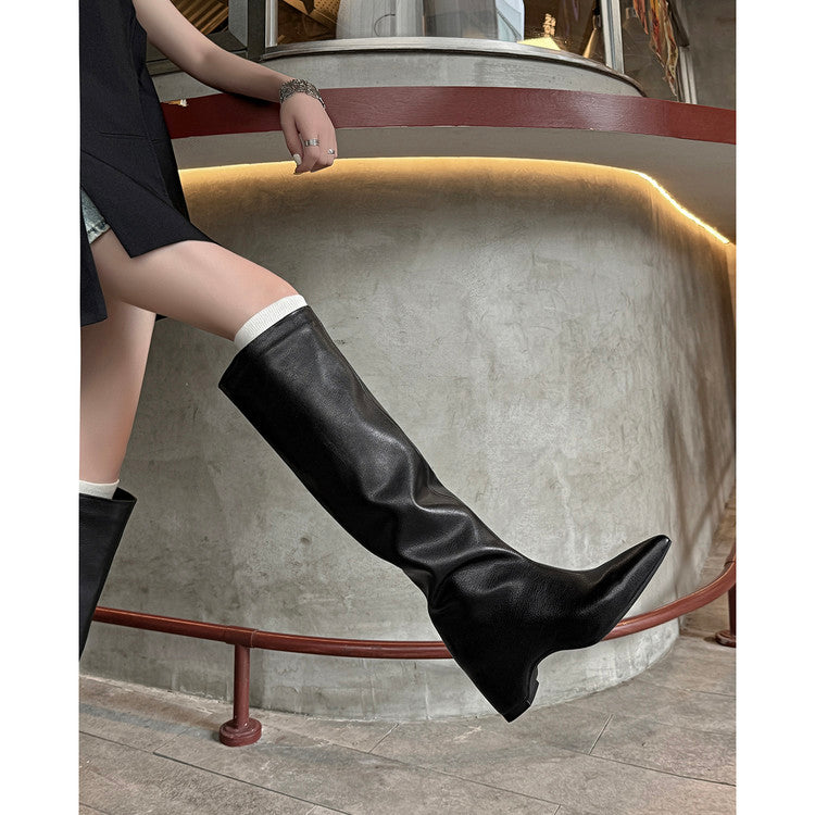 Karin Luna Hot-Selling Internal Height Increase Pointed Toe Straight-Leg Hot-Selling Long Boots